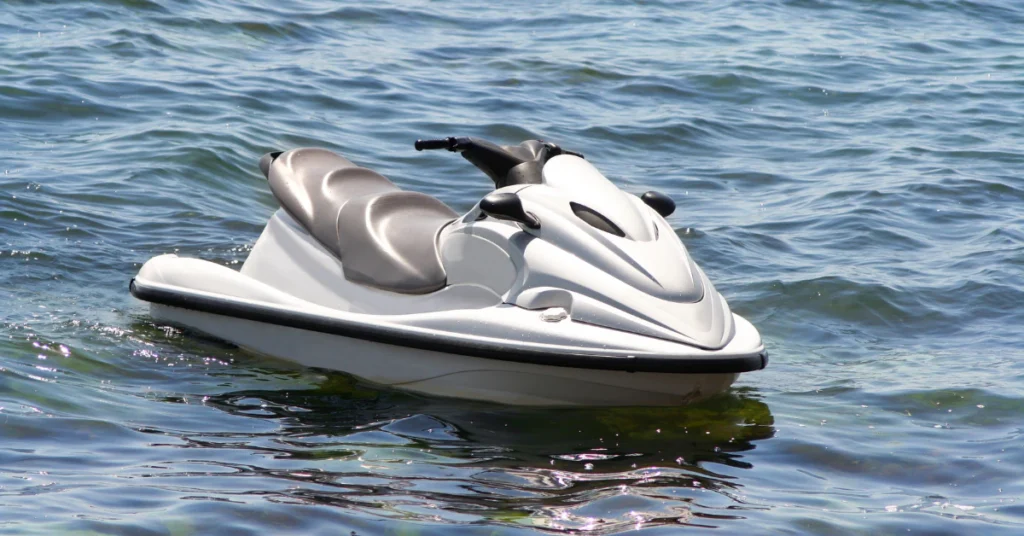 White jet ski riding on open water for a Fiji adventure activity